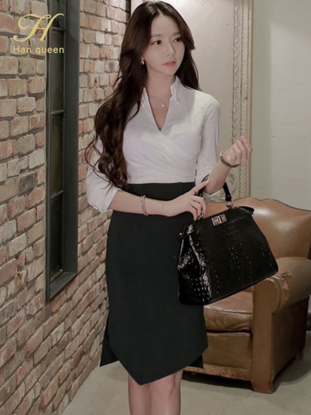 work dresses h han queen autumn winter profession dress women korean sheath pencil dresses fashion color blocking party work bodycon vestido, White;black
work dresses h han queen autumn winter profession dress women korean sheath pencil dresses fashion color blocking party work bodycon vestido, White;black