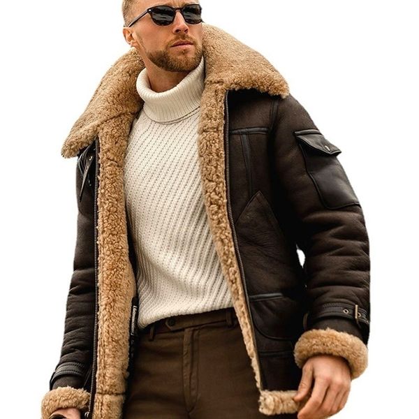 mens fur faux fur pfhq mens casual stylish shearling leather coat trendy streetwear male wool liner jackets personality elegant clothes 21q4, Black
mens fur faux fur pfhq mens casual stylish shearling leather coat trendy streetwear male wool liner jackets personality elegant clothes 21q4, Black