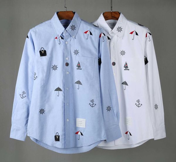 men's casual shirts tb jl trendy brand oxford spin full body embroidery and women's same style, White;black
men's casual shirts tb jl trendy brand oxford spin full body embroidery and women's same style, White;black
