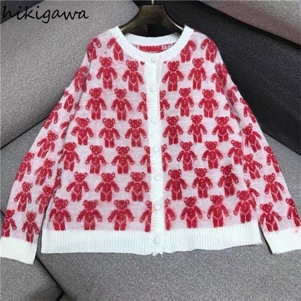 women's knits tees oversized cardigan women's clothing pull femme loose casual sueter mujer korean bear print mohair knitted swea, White
women's knits tees oversized cardigan women's clothing pull femme loose casual sueter mujer korean bear print mohair knitted swea, White