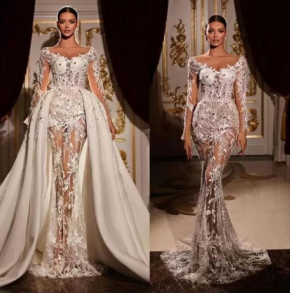 2023 illusion mermaid wedding dresses with detachable train off shoulder long sleeve lace beads bride dress wedding gowns custom made bc1444, White
2023 illusion mermaid wedding dresses with detachable train off shoulder long sleeve lace beads bride dress wedding gowns custom made bc1444, White
