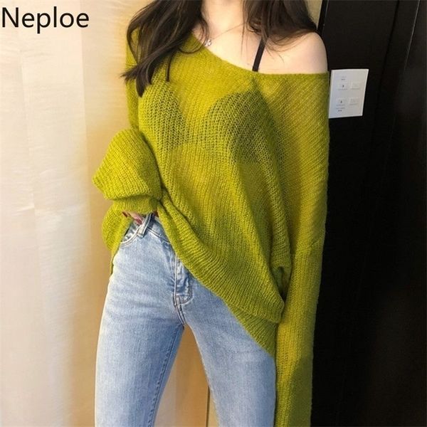 women's sweaters neploe woman sweaters v-neck knit oversized fashion y2k sweater see through thin jumper korean elegant women's cl, White;black
women's sweaters neploe woman sweaters v-neck knit oversized fashion y2k sweater see through thin jumper korean elegant women's cl, White;black