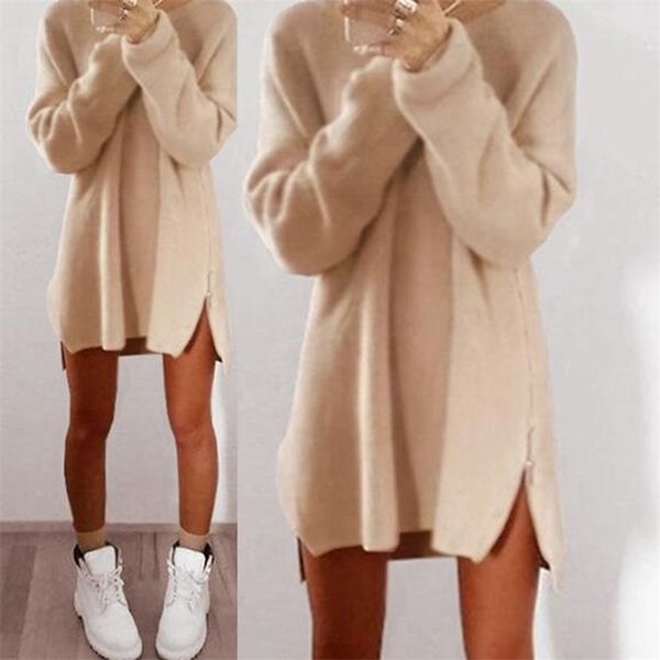 women's sweaters women solid color long sleeve o neck sideway zip loose mini sweater dress christmas gift for female xmas gift 221006, White;black
women's sweaters women solid color long sleeve o neck sideway zip loose mini sweater dress christmas gift for female xmas gift 221006, White;black
