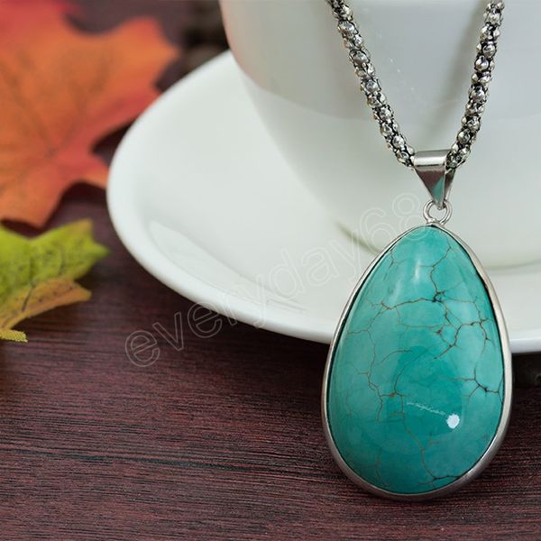 retro ethnic green turquoises pendant necklaces vintage rock big size teardrop reiki stone choker chain necklaces for women, Silver
retro ethnic green turquoises pendant necklaces vintage rock big size teardrop reiki stone choker chain necklaces for women, Silver