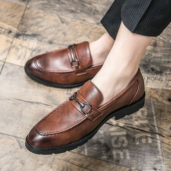 vegan brogue leather oxford shoes pointed toe one stirrup vintage luxury metal buckle men's fashion formal casual shoes business shoes, Black
vegan brogue leather oxford shoes pointed toe one stirrup vintage luxury metal buckle men's fashion formal casual shoes business shoes, Black