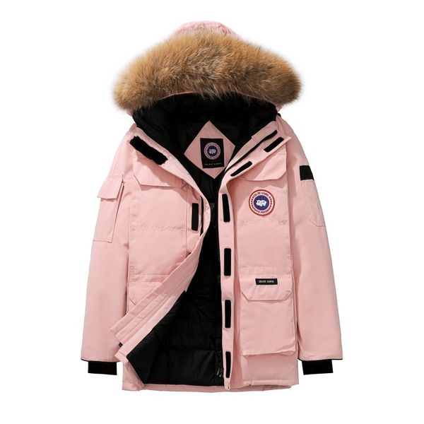 high-quality white duck down hooded fur collar pockets jacket for men and women, Black
high-quality white duck down hooded fur collar pockets jacket for men and women, Black
