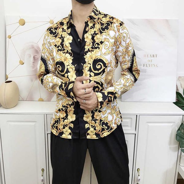 men's casual shirts high street luxury royal gold printed shirt men long sleeve floral baroque designer shirt men vintage party banquet, White;black
men's casual shirts high street luxury royal gold printed shirt men long sleeve floral baroque designer shirt men vintage party banquet, White;black