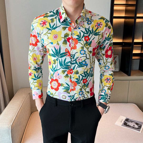 men's casual shirts stylish colorful flowers shirts for men single-breasted long sleeve cotton shirt blouses streetwear plus size 5xl, White;black
men's casual shirts stylish colorful flowers shirts for men single-breasted long sleeve cotton shirt blouses streetwear plus size 5xl, White;black