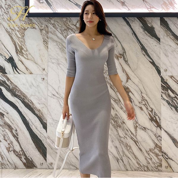 work dresses h han queen elegant simple occupation dress women autumn midcalf sheath bodycon dresses wear to work pencil knitted vestidos 22, White;black
work dresses h han queen elegant simple occupation dress women autumn midcalf sheath bodycon dresses wear to work pencil knitted vestidos 22, White;black