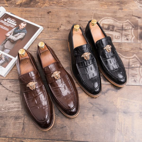 crocodile oxford shoes pointed toe one stirrup vintage luxury metal buckle tassel men's fashion formal casual shoes business shoes vari, Black
crocodile oxford shoes pointed toe one stirrup vintage luxury metal buckle tassel men's fashion formal casual shoes business shoes vari, Black