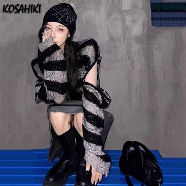 women's sweaters kosahiki punk gothic crop sweater women's loose hollow knitted sweater striped zipper pullover aesthetic jumper l, White;black
women's sweaters kosahiki punk gothic crop sweater women's loose hollow knitted sweater striped zipper pullover aesthetic jumper l, White;black