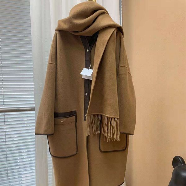 womens wool blend coats designer tassel scarf coat autumn winter women elegant leather outerwear fashion simple lady shawl jacket detachable, Black
womens wool blend coats designer tassel scarf coat autumn winter women elegant leather outerwear fashion simple lady shawl jacket detachable, Black