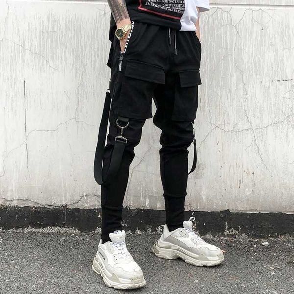 men's pants 2021hip hop joggers mens black harem multi pocket ribbons sports streetwear cargo men japanese g220929
men's pants 2021hip hop joggers mens black harem multi pocket ribbons sports streetwear cargo men japanese g220929