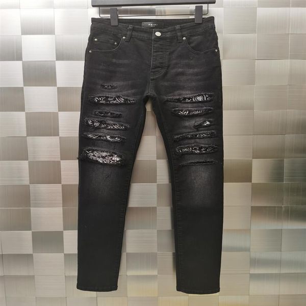 falection mens 21ss amimike jeans distressed bandanna patch ripped denim jeans243v, Blue
falection mens 21ss amimike jeans distressed bandanna patch ripped denim jeans243v, Blue