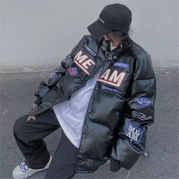 womens down parkas hip hop bomber jacket woman varsity pu leather jackets winter coats american street retro racing car jacket 220930, Black
womens down parkas hip hop bomber jacket woman varsity pu leather jackets winter coats american street retro racing car jacket 220930, Black