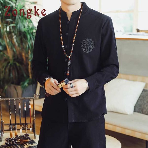 men's casual shirts zongke chinese style solid embroidery black shirt men fashions streetwear harajuku long sleeve shirt men 5xl mens s, White;black
men's casual shirts zongke chinese style solid embroidery black shirt men fashions streetwear harajuku long sleeve shirt men 5xl mens s, White;black