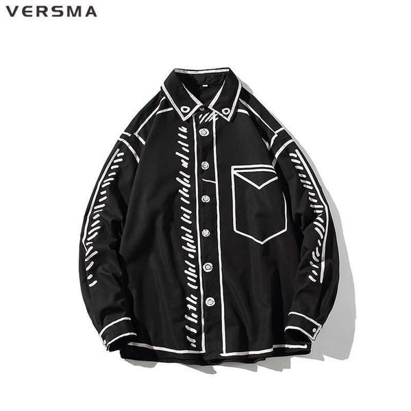 men's casual shirts versma korean design graffiti printed chic gothic shirt men personalized cool long sleeve cowboy shirt women blouse, White;black
men's casual shirts versma korean design graffiti printed chic gothic shirt men personalized cool long sleeve cowboy shirt women blouse, White;black