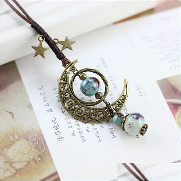 pendant necklaces vintage moon ceramic beads necklace double star boho women statement jewelry adjustable rope chain long sw sexyhanz dhlf3, Silver
pendant necklaces vintage moon ceramic beads necklace double star boho women statement jewelry adjustable rope chain long sw sexyhanz dhlf3, Silver
