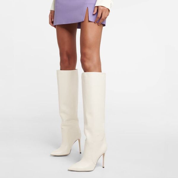 2022 winter fashion white boots pointed toes stiletto heels shoes for women soft leather knee modern runway banquet long footwear, Black
2022 winter fashion white boots pointed toes stiletto heels shoes for women soft leather knee modern runway banquet long footwear, Black