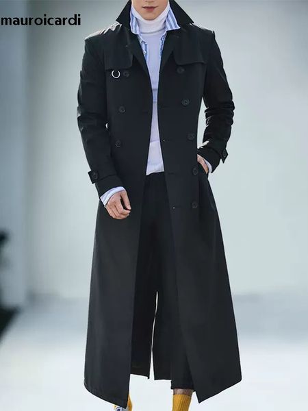 men's jackets mauroicardi autumn long fitted black trench coats men double breasted luxury european fashion stylish overcoat men 220930, Black;brown
men's jackets mauroicardi autumn long fitted black trench coats men double breasted luxury european fashion stylish overcoat men 220930, Black;brown