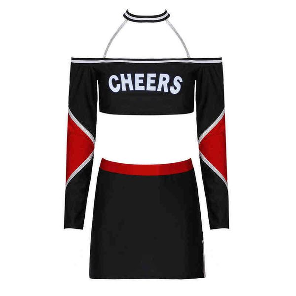 women's tracksuits cheerleading unform dance come for womens school girls performance come halter long sleeve crop with split mini skir, Gray
women's tracksuits cheerleading unform dance come for womens school girls performance come halter long sleeve crop with split mini skir, Gray