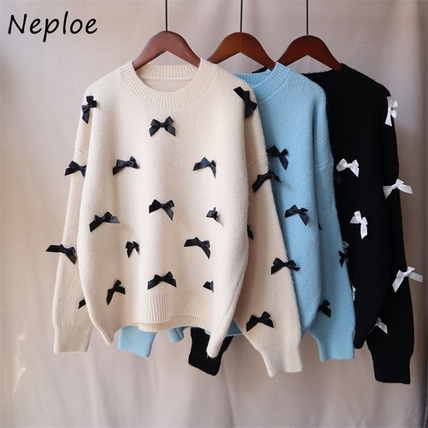 women's sweaters neploe o-neck bow print pullover sweater woman autumn long sleeve knitted female loose casual style sweaters women 22, White;black
women's sweaters neploe o-neck bow print pullover sweater woman autumn long sleeve knitted female loose casual style sweaters women 22, White;black