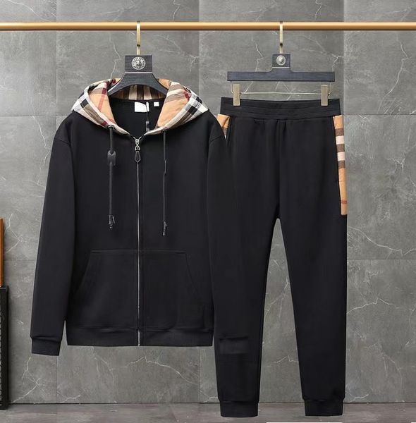 designer men's hoodies patchwork plaid hood zipper cardigan brand sweater sweatpants set, Black
designer men's hoodies patchwork plaid hood zipper cardigan brand sweater sweatpants set, Black