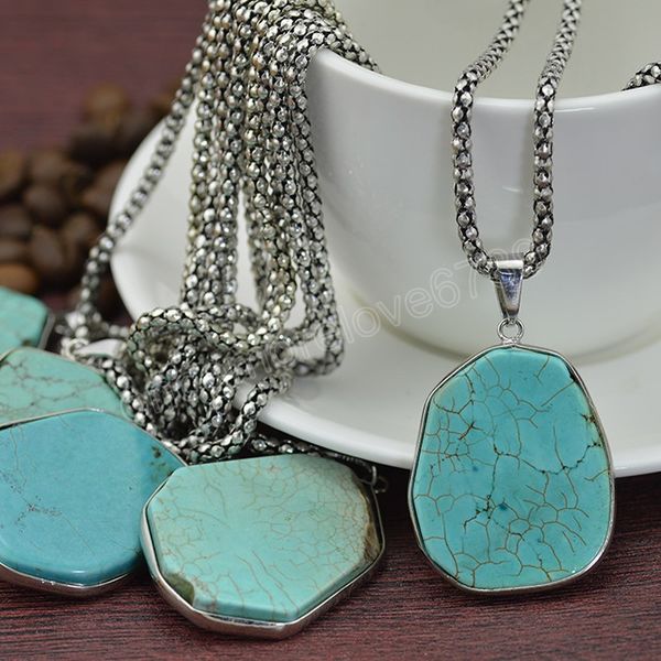 retro reiki ethnic green turquoises pendant necklaces vintage raw rock big size mineral choker chain necklaces for women, Silver
retro reiki ethnic green turquoises pendant necklaces vintage raw rock big size mineral choker chain necklaces for women, Silver