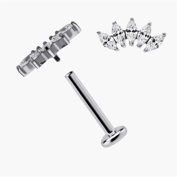 labret lip piercing jewelry belly chains astm 36 internally threaded labret with prong set cz 5 gem ear tragus cartilage lip piercing jewelr, Black
labret lip piercing jewelry belly chains astm 36 internally threaded labret with prong set cz 5 gem ear tragus cartilage lip piercing jewelr, Black