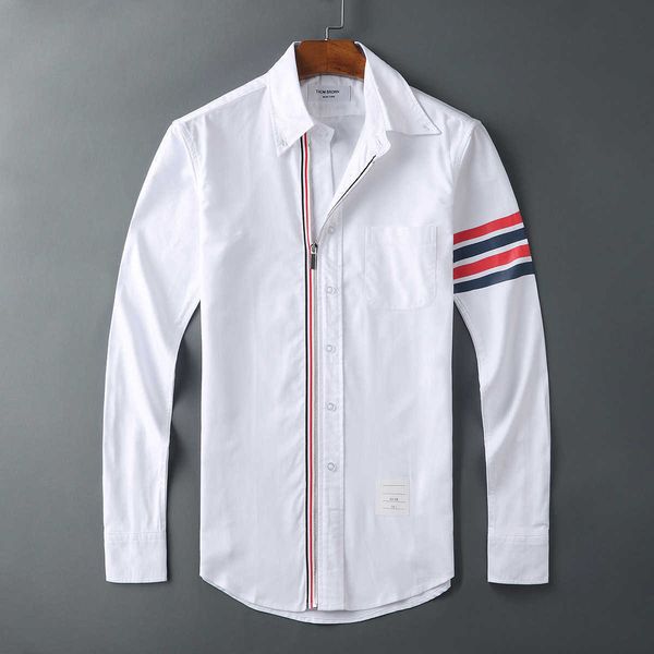 men's casual shirts tb jl tide brand zipper cardigan oxford spinning coat casual single sleeve stripe unisex, White;black
men's casual shirts tb jl tide brand zipper cardigan oxford spinning coat casual single sleeve stripe unisex, White;black