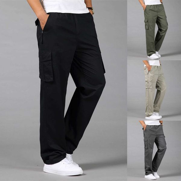 men's pants stocking gift mens cotton pocket solid elastic waist overall g220929, Black
men's pants stocking gift mens cotton pocket solid elastic waist overall g220929, Black