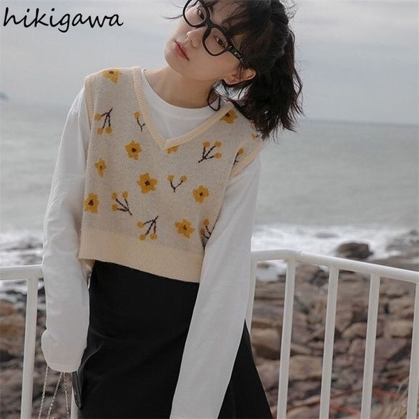women's sweaters hikigawa y2k for women clothes vintage v neck short vest loose flower sweaters sleeveless korean women's sweater, White;black
women's sweaters hikigawa y2k for women clothes vintage v neck short vest loose flower sweaters sleeveless korean women's sweater, White;black