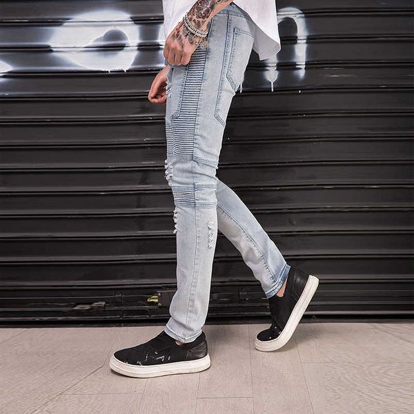 men's pants fashion 2022 spring autumn casual hip hop streetwear skinny stretch distressed pleated fold patchwork vintage pencil jeans, Black
men's pants fashion 2022 spring autumn casual hip hop streetwear skinny stretch distressed pleated fold patchwork vintage pencil jeans, Black