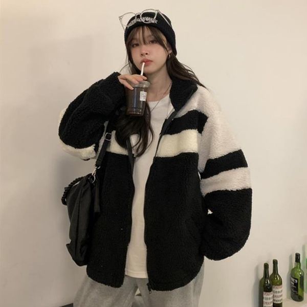 women's fur faux fur spring autumn warm stripe faux fur coats women loose casual lady jacket korean fashion soft splicing mujer outwear, Black
women's fur faux fur spring autumn warm stripe faux fur coats women loose casual lady jacket korean fashion soft splicing mujer outwear, Black