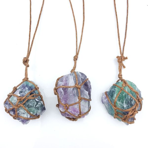 retro handmade braided stone choker necklace raw nuggets natural quartz necklace purple green fluorite pendant necklaces, Silver
retro handmade braided stone choker necklace raw nuggets natural quartz necklace purple green fluorite pendant necklaces, Silver