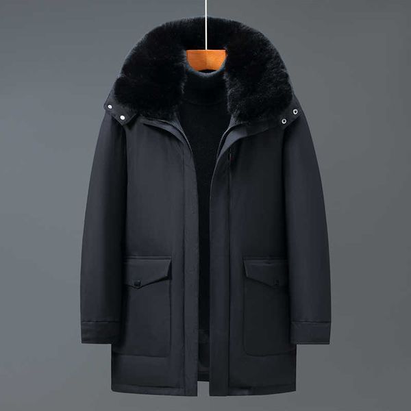 men's down parkas brand middle-aged jacket winter fur collar 90% white duck coat hooded warm windbreaker g220930, Black
men's down parkas brand middle-aged jacket winter fur collar 90% white duck coat hooded warm windbreaker g220930, Black