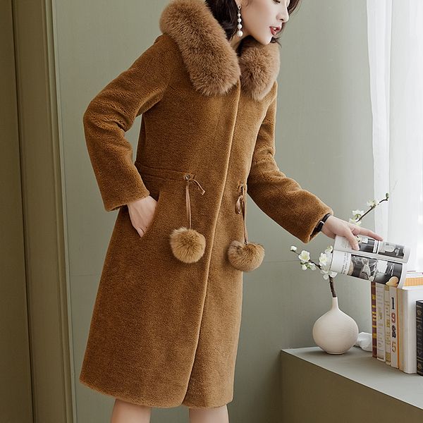 women's fur faux fur granules cashmere sheep sheared coat female one collar hooded autumn and winter long section 221006, Black
women's fur faux fur granules cashmere sheep sheared coat female one collar hooded autumn and winter long section 221006, Black