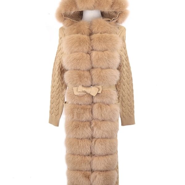 women's fur faux furyoume autumn winter women real coat x long casual fashion wool knitted sweater natural collar hooded cardigan 22100, Black
women's fur faux furyoume autumn winter women real coat x long casual fashion wool knitted sweater natural collar hooded cardigan 22100, Black