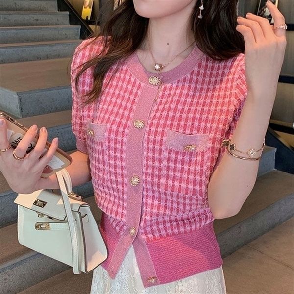 womens knits tees vintage pink short sleeve knitted cardigan women korean fashion pearl button cropped summer thin chic crew neck knitwear, White
womens knits tees vintage pink short sleeve knitted cardigan women korean fashion pearl button cropped summer thin chic crew neck knitwear, White