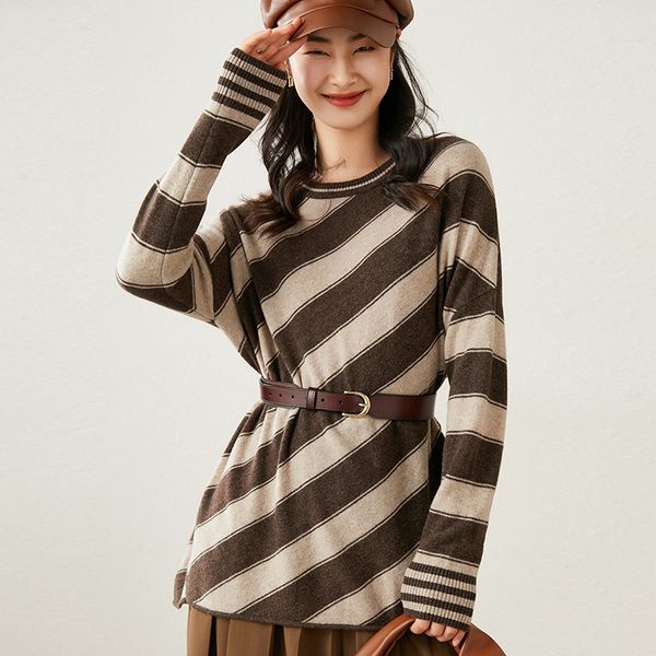 women's knits tees spring and autumn cashmere loose pullover ladies oneck 100 pure wool sweater allmatch sweater striped lazy style wom, White
women's knits tees spring and autumn cashmere loose pullover ladies oneck 100 pure wool sweater allmatch sweater striped lazy style wom, White