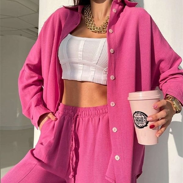 women's two piece pants men's tracksuits summer causal women shirt trouser suit long sleeve shirts with high waist harem pants two, White
women's two piece pants men's tracksuits summer causal women shirt trouser suit long sleeve shirts with high waist harem pants two, White
