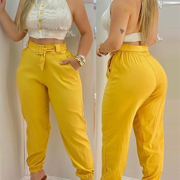 women's two piece pants yellow halter pants suit women summer lace up backless crop sets 2 piece sets outfits high waist pants sets 22, White
women's two piece pants yellow halter pants suit women summer lace up backless crop sets 2 piece sets outfits high waist pants sets 22, White