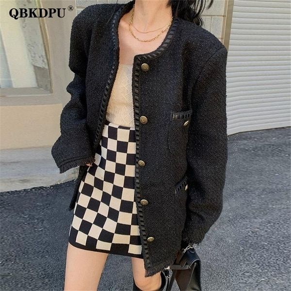 womens jackets streetwear vintage tweed jacket women small frangece style elegant single breasted black coat luxury design loose outerwear 2, Black;brown
womens jackets streetwear vintage tweed jacket women small frangece style elegant single breasted black coat luxury design loose outerwear 2, Black;brown
