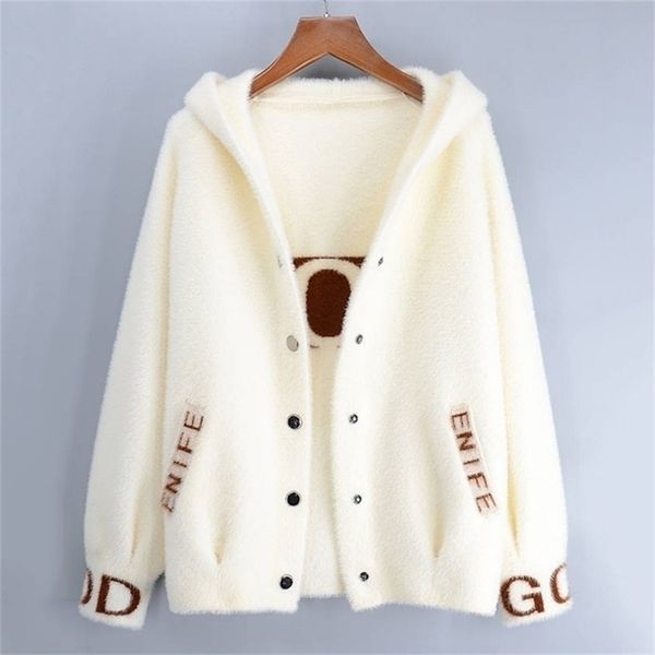womens knits tees korean fashion letter print hooded cardigan women chic soft mink cashmere sweater jacket casual single breasted fleece kni, White
womens knits tees korean fashion letter print hooded cardigan women chic soft mink cashmere sweater jacket casual single breasted fleece kni, White