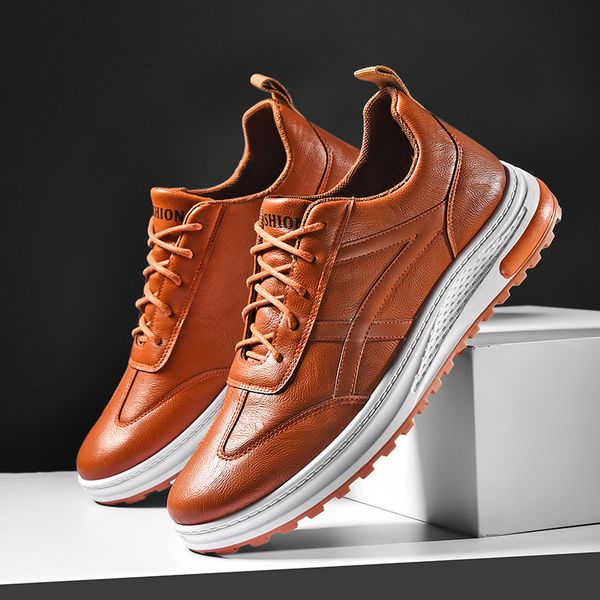 dress shoes leather men casual spring lace up platform sneakers travel wear resistant british style men's sneaker shoe 221007, Black
dress shoes leather men casual spring lace up platform sneakers travel wear resistant british style men's sneaker shoe 221007, Black