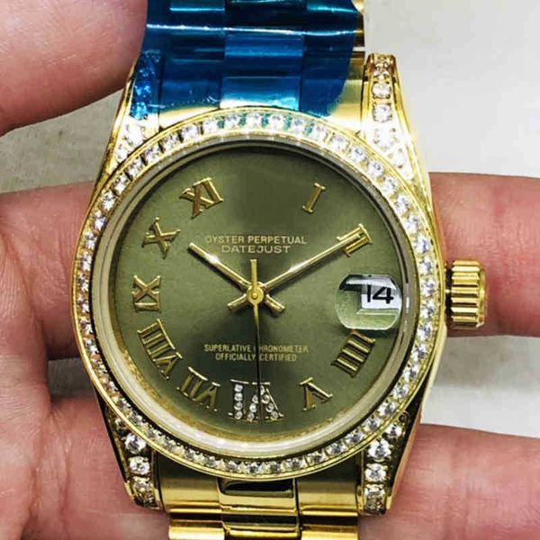luxury mens mechanical watch automatic log golden green geneva es for men swiss wristwatches, Slivery;brown
luxury mens mechanical watch automatic log golden green geneva es for men swiss wristwatches, Slivery;brown