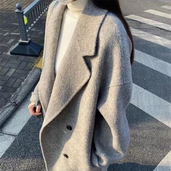 womens wool blends winter korean style double breasted alpaca 95% woolen long overcoat women handmade loose pink gray wool coat jacket 22100, Black
womens wool blends winter korean style double breasted alpaca 95% woolen long overcoat women handmade loose pink gray wool coat jacket 22100, Black