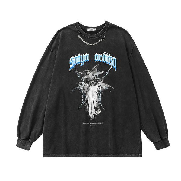 men's t-shirts angels print long sleeve oversize graphic t shirts y2k men streetwear loose vintage retro tees harajuku anime cotton got, White;black
men's t-shirts angels print long sleeve oversize graphic t shirts y2k men streetwear loose vintage retro tees harajuku anime cotton got, White;black