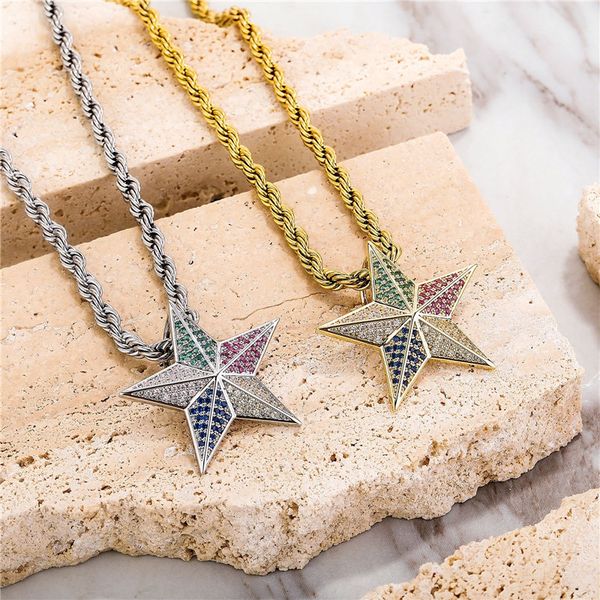 micro inlaid colorful zircon five pointed star pendant necklace usa national flag bling jewelry, Silver
micro inlaid colorful zircon five pointed star pendant necklace usa national flag bling jewelry, Silver