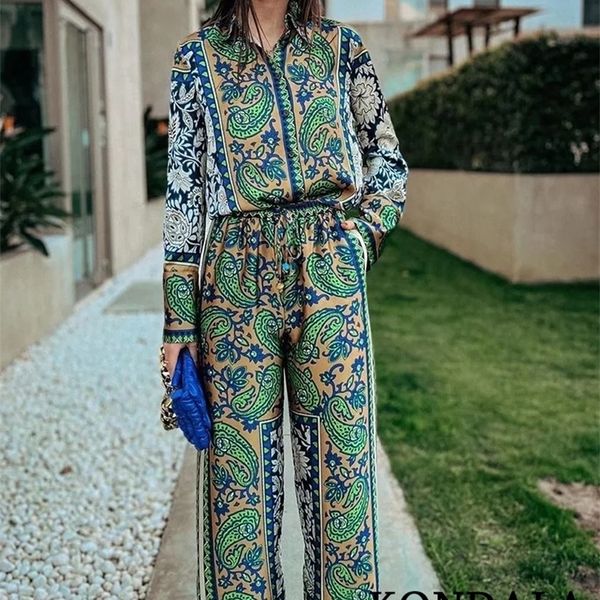 women's two piece pants men's tracksuits kondala vintage green floral women suits long sleeve single button loose shirts and high, White
women's two piece pants men's tracksuits kondala vintage green floral women suits long sleeve single button loose shirts and high, White